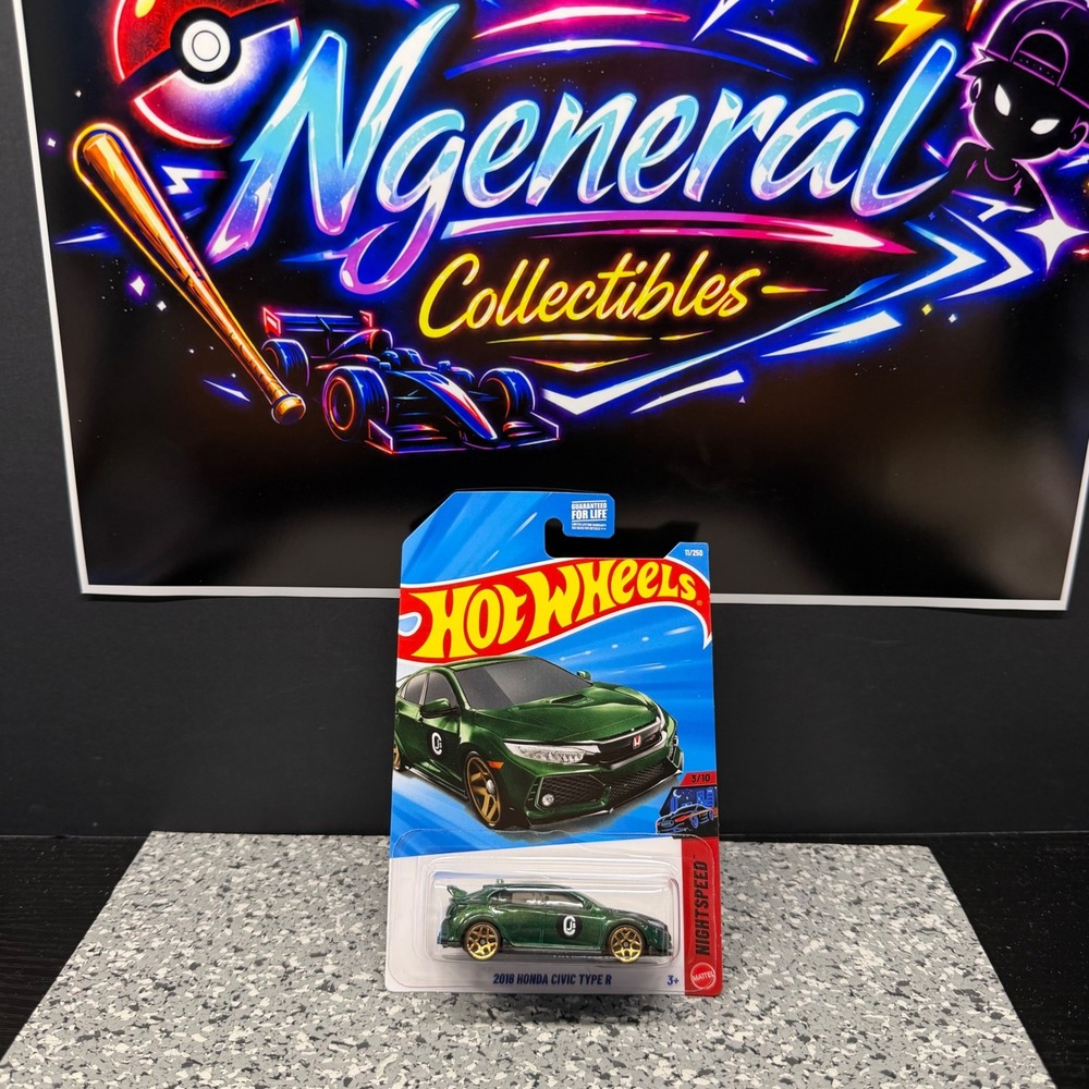 Hot Wheels 2018 Honda Civic Type R Green Nightspeed 11/250 Nightburnerz 2024 JDM